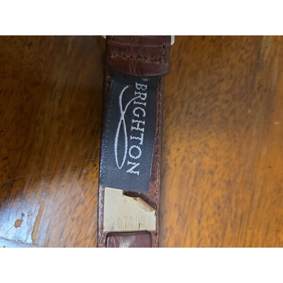 Brighton Silver Metal Hearts & Brown Leather Belt Rare Vintage 1990s Y2K Size XL - Picture 2 of 5